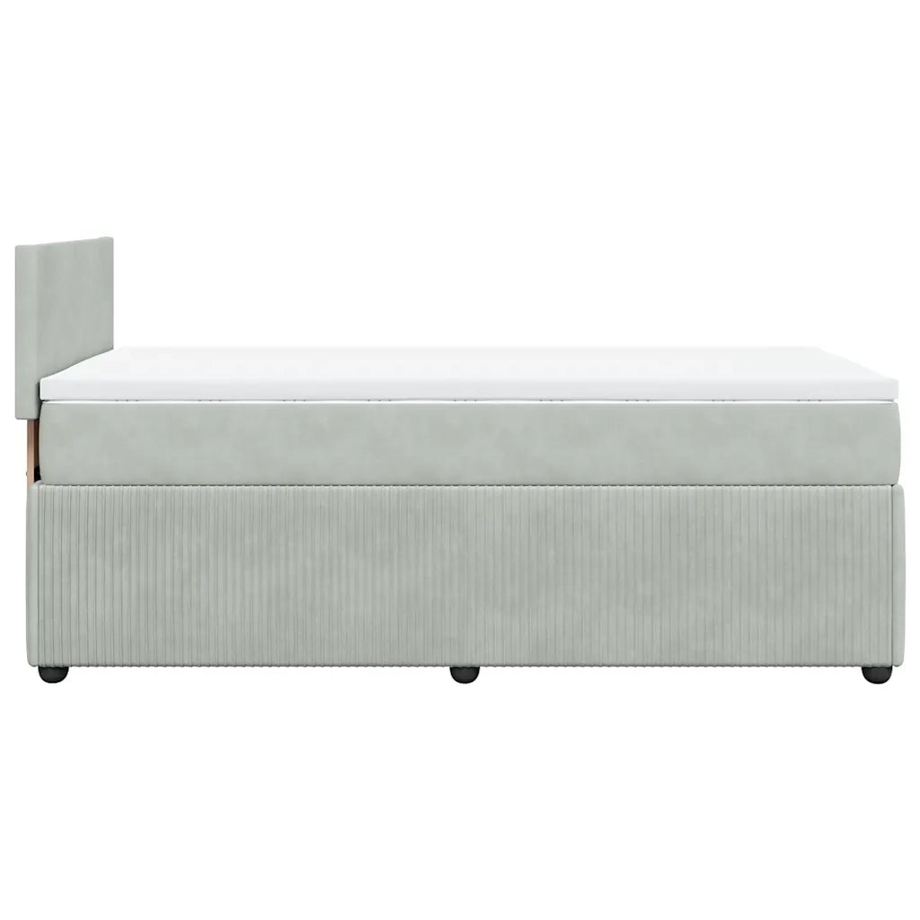 Giroletto a Molle con Materasso Grigio Chiaro 90x190 cm Velluto