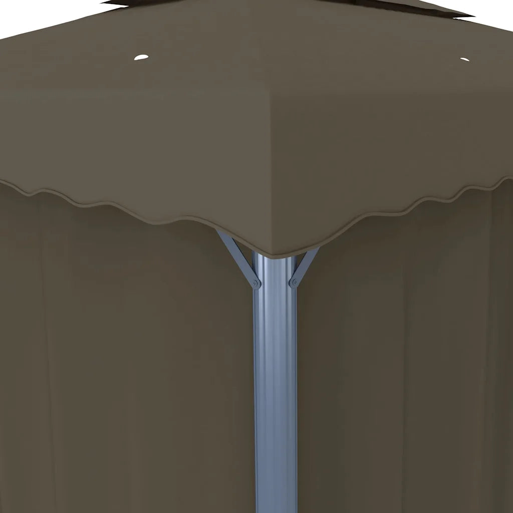 Gazebo con Tende e Stringa di Luci LED 4x3 m Grigio Talpa 3070357