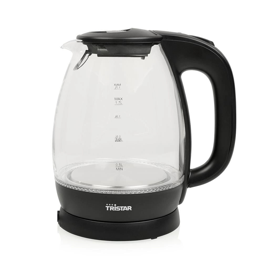 Tristar WK-3405 Bollitore Elettrico in Vetro 1,7 L 2200 W Base 360° Protezione Surriscaldamento colore Nero Trasparente