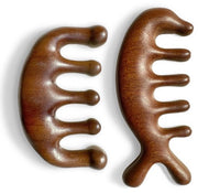Massaggiatore per la schiena in legno di sandalo - 2 pezzi - Denti larghi - Testa rotonda - 100% naturale legno di sandalo - Goud - Per la rilassamento e la rigenerazione