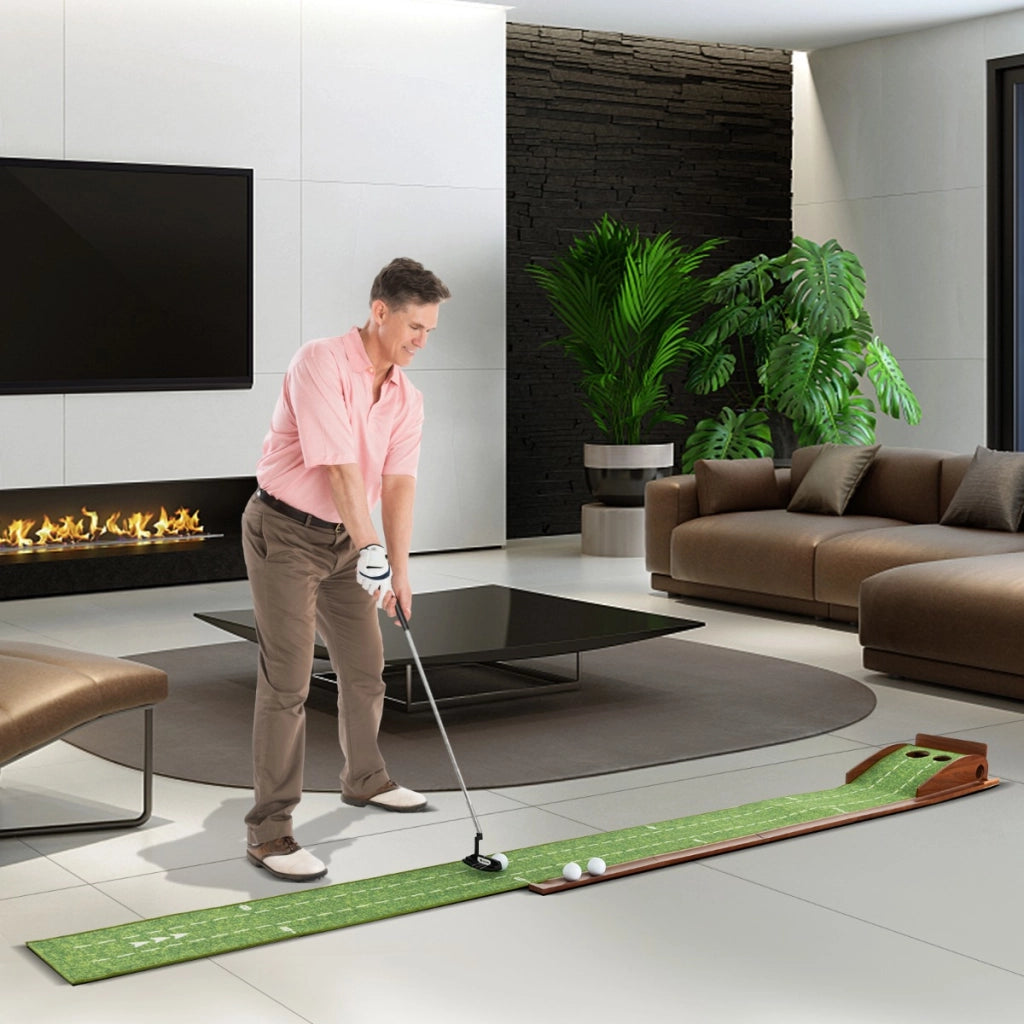 Tappetino da golf per interni ed esterni, Tappetino per putting green con ritorno automatico della palla 302x32x15cm