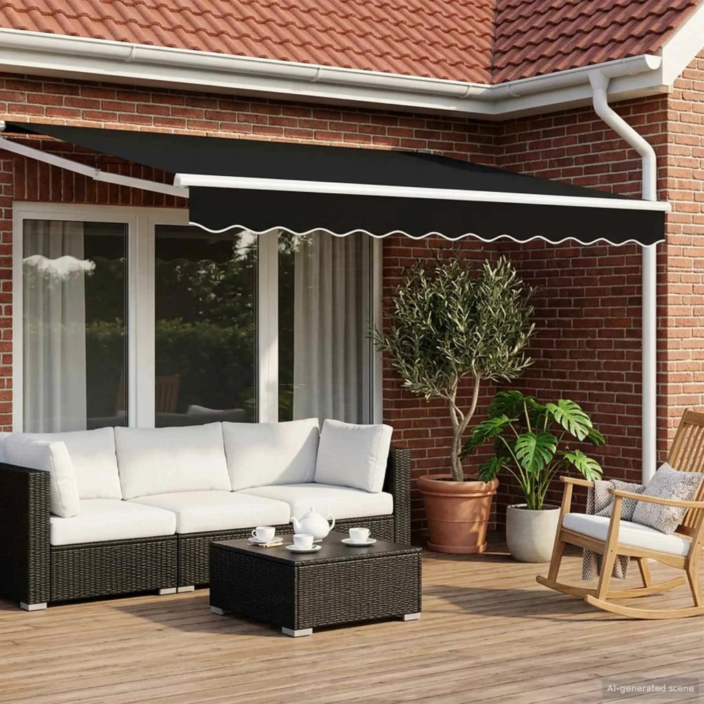 Tenda retrattile manuale con LED Nero e Bianco 3,5 x 2,5 m 3419277