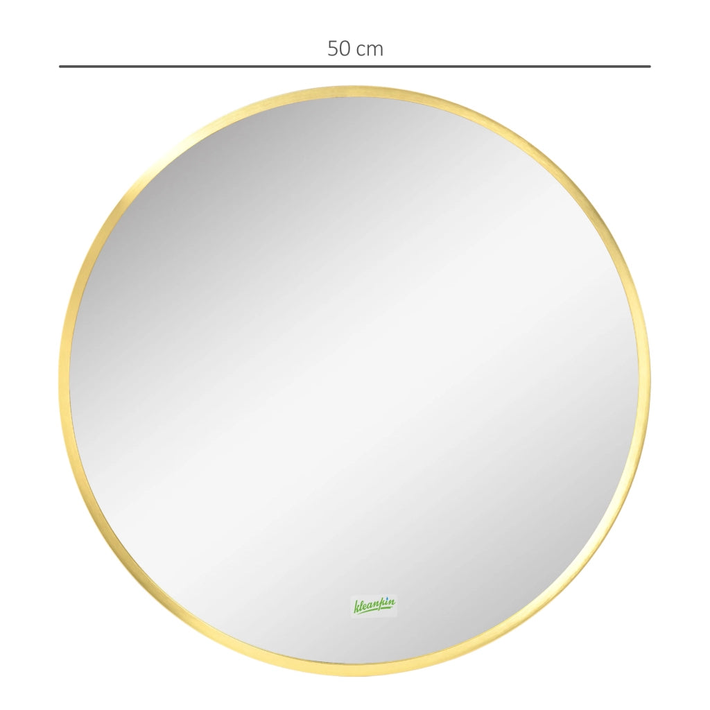 Specchio da parete tondo con cornice metallo ¨C Minimal ¨C oro ?50 cm