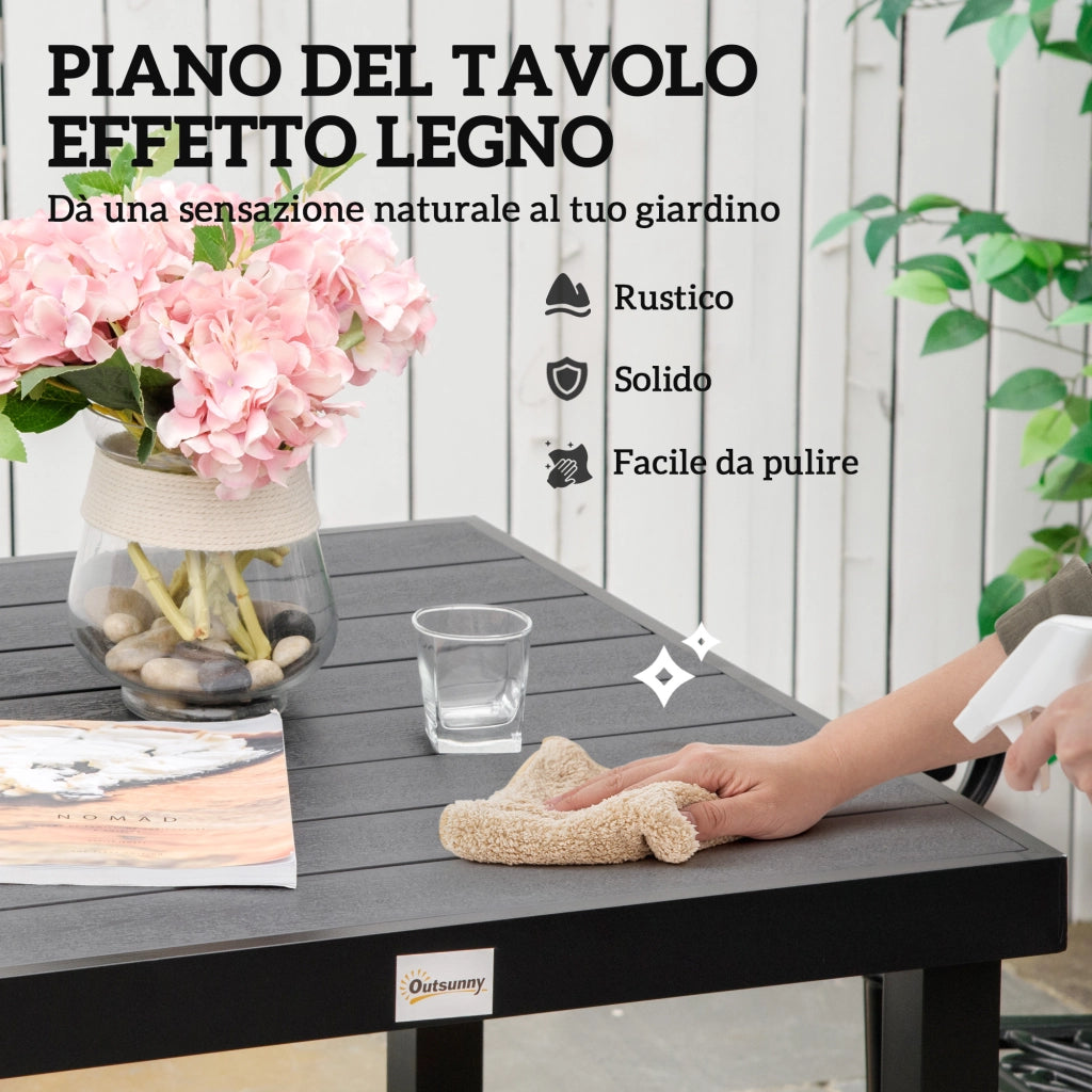 Tavolo da Giardino Tavola da Pranzo Effetto Legno, 78x78 cm, Nero