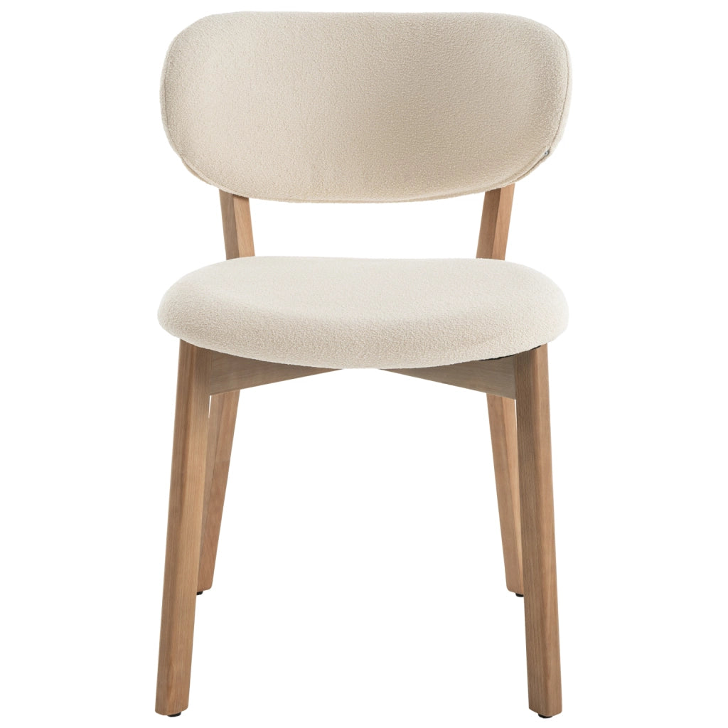 Set di 2 sedie AURA beige in tessuto loop e legno chiaro