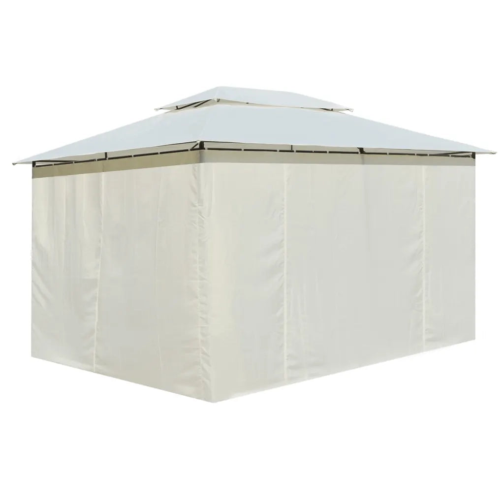 Gazebo | Pergolato da Giardino con Tende 4x3 m Bianco