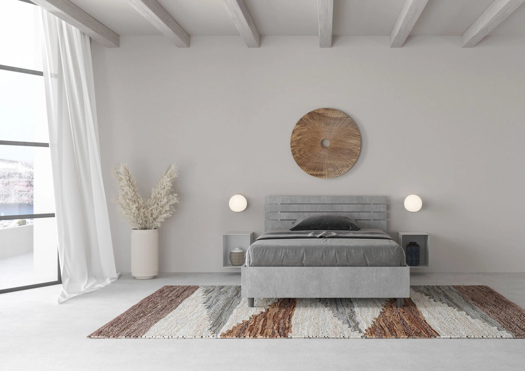 BS COM Letto una piazza e mezza contenitore 120x190 testata dritta con doghe cemento