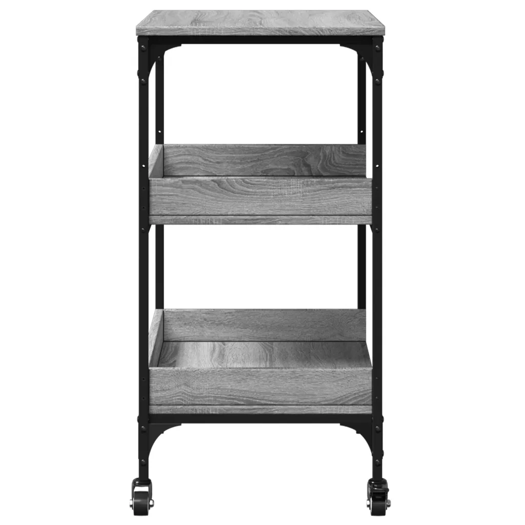 Carrello da Cucina-Scaffale per Cucina Grigio Sonoma 60x41x80,5cm Legno Multistrato