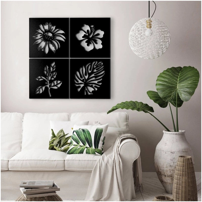 Decorazione murale nera astratto cm 40 x 40 x 4 EFFEZ