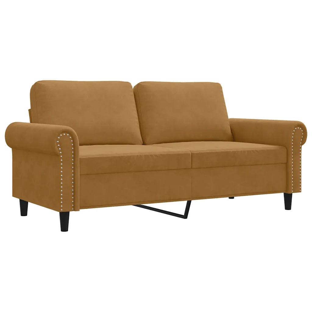 Divano a 2 Posti Marrone 140 cm in Velluto 359536