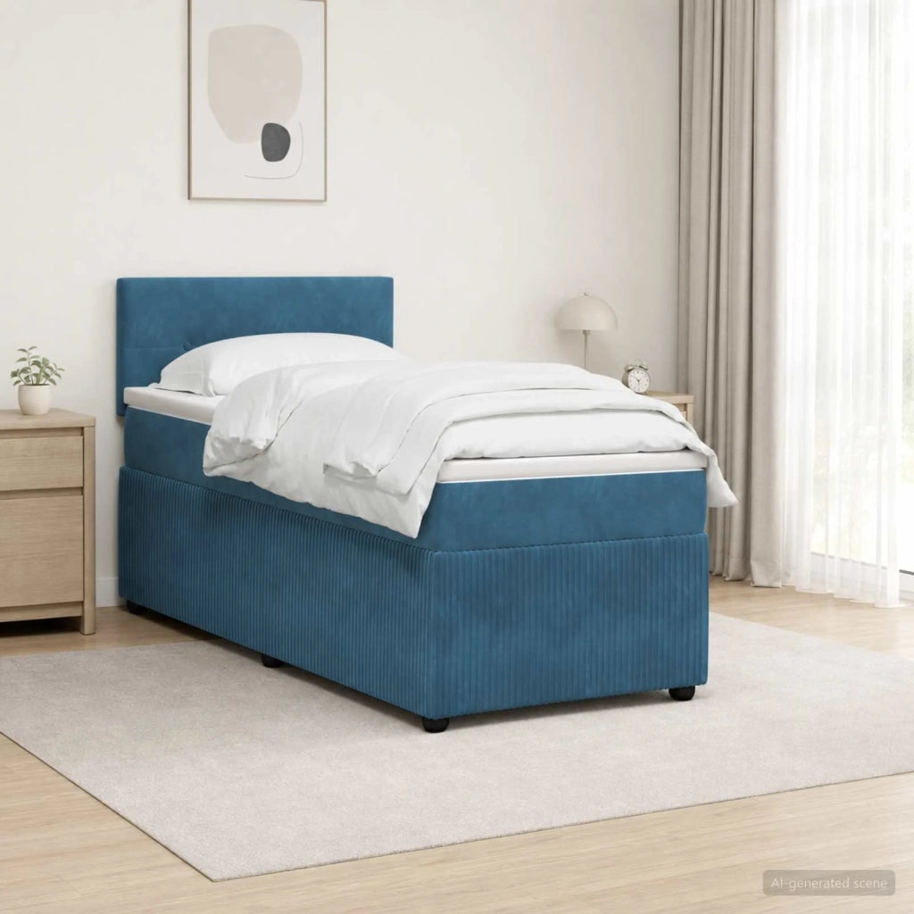 Letto box spring con materasso Blu 80 x 200 cm Velluto 3453033