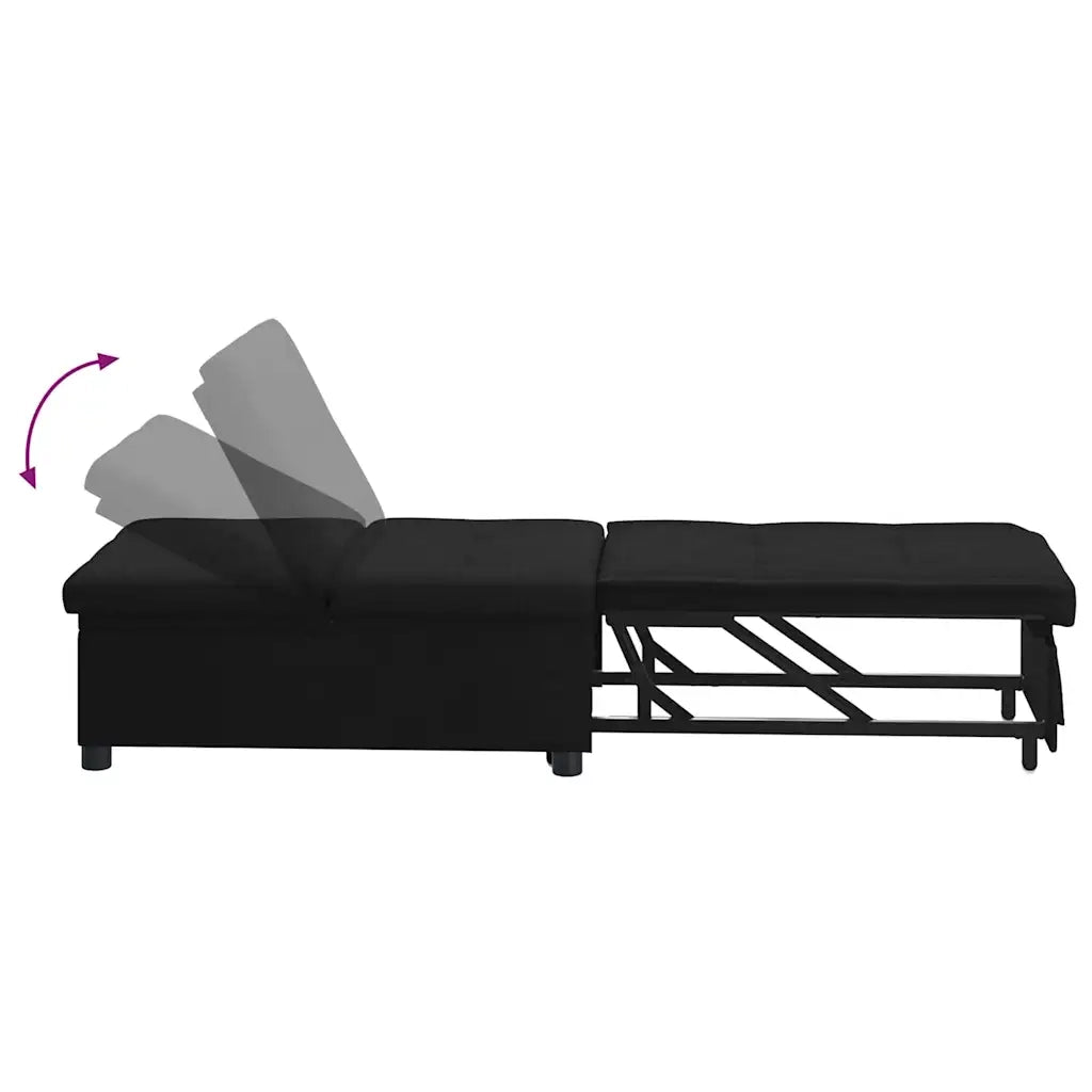 Divano Letto Estraibile Nero 194 x 50 x 82 cm Tessuto 42008584
