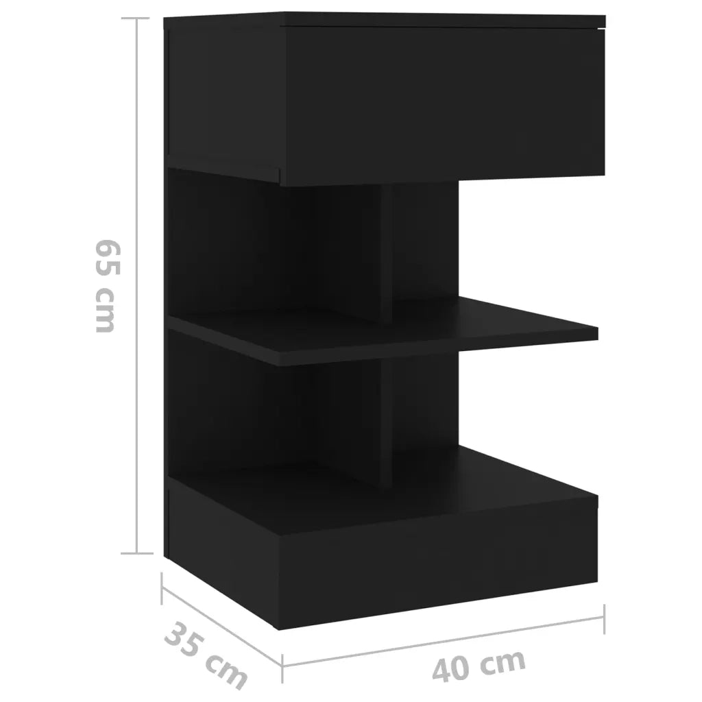 Set di 2 Comodini | Armadio da Notte | Mobiletto da notte Neri 40x35x65 cm