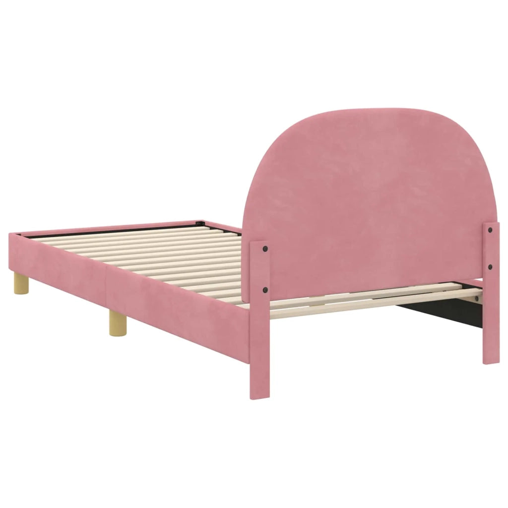 Struttura letto bambini con testata Rosa 90 x 190 cm Velluto 42011011