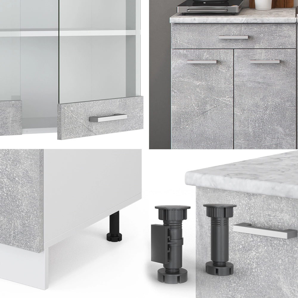 Vicco Cucina monoblocco Cemento/Bianco 140 cm , PL Antracite