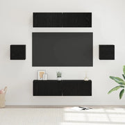 Set mobile TV 6 pz-Credenza per TV Rovere Nero Legno multistrato 203049