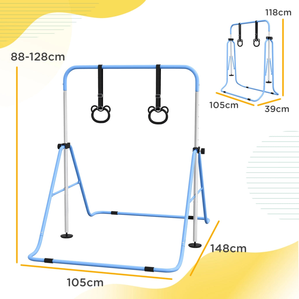 Sbarra Ginnastica per Bambini con Anelli Regolabile ¨C zephmum ¨C Blu