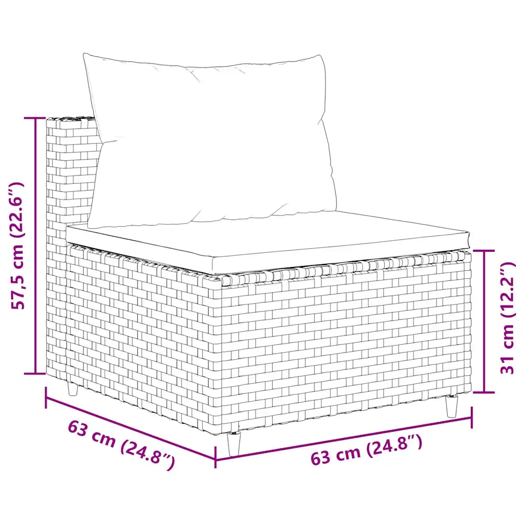 Set Divani da Giardino 6 pz con Cuscini in Polyrattan Grigio 3308143