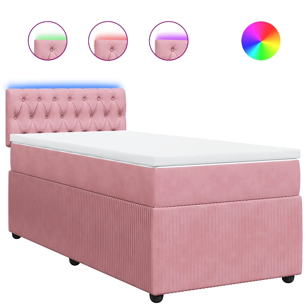 Giroletto a Molle con Materasso Rosa 90x200 cm in Velluto
