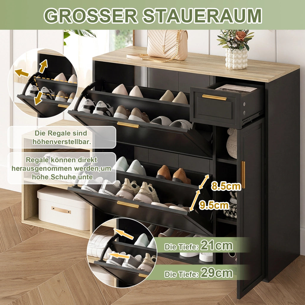 ARMADIO DA INGRESSO Set da 4 pezzi 130x35x166 cm Naturale e Nero