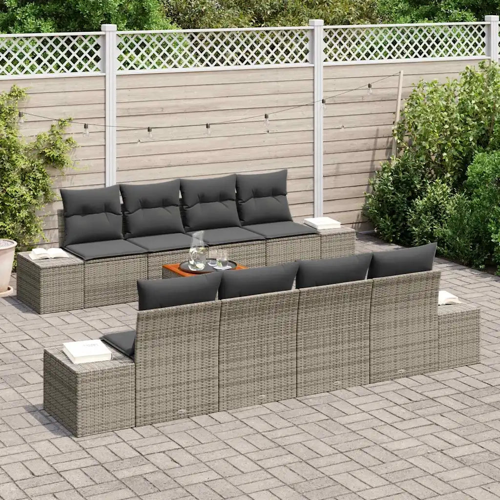 Set Divano da Giardino con cuscino 9 pcs Grigio polyrattan 3347930