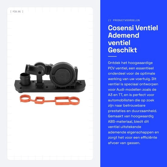Vitello di scarico in PVC nuovo di zecca - Valvola di scarico - Materiale ABS - Adatto per A3/A4 - Codice OE 06F129101N - Nero
