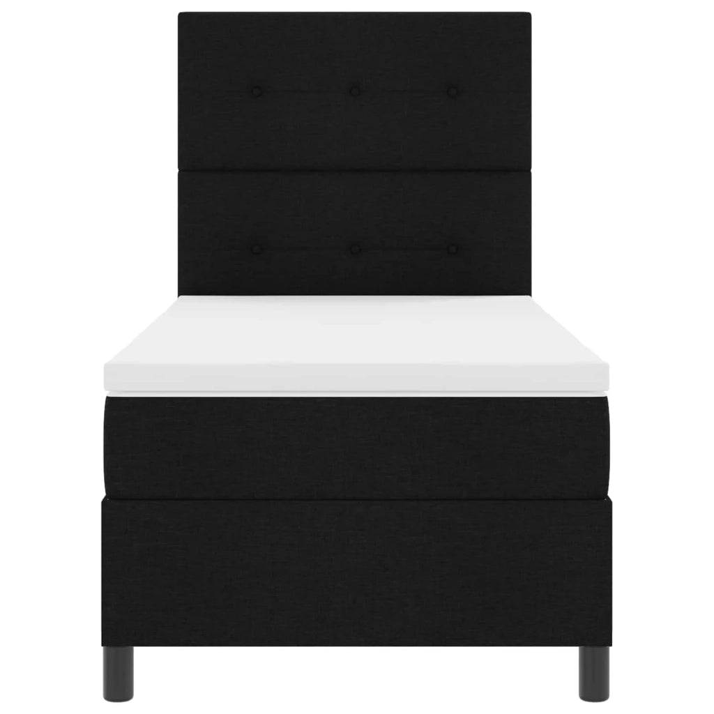 Letto a molle con materasso con led Nero 90 x 200 cm Tessuto