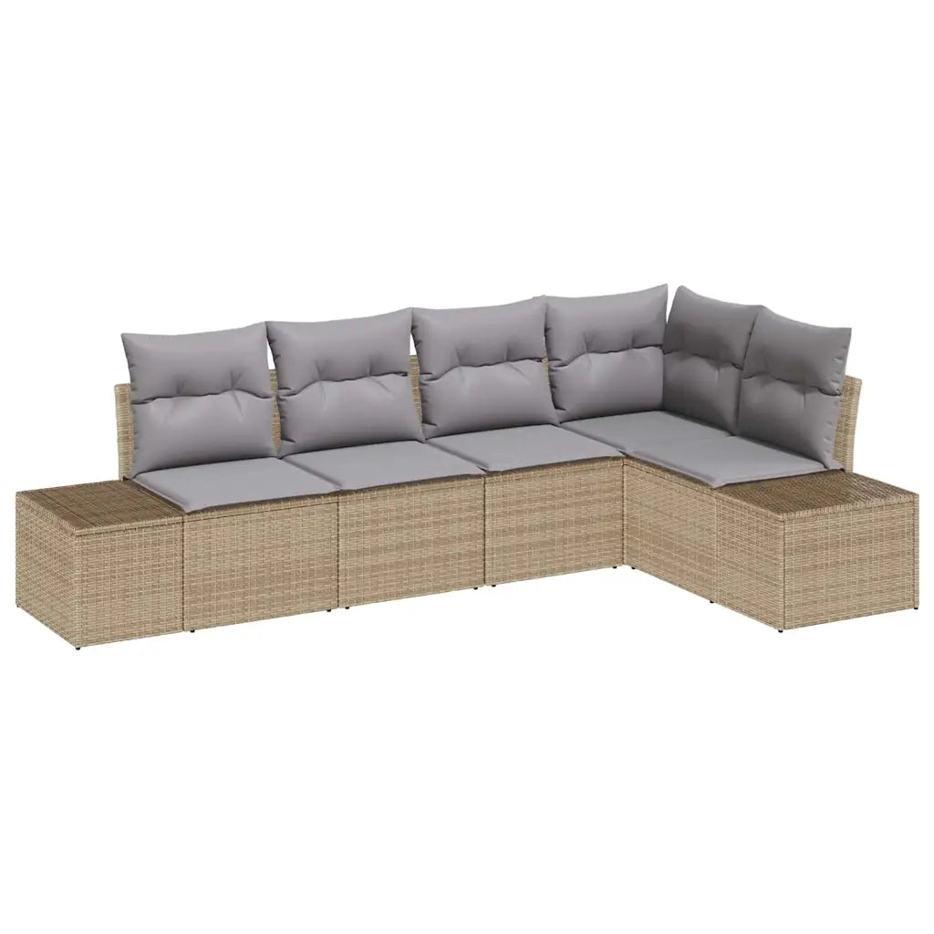 Set Divano da Giardino 5 pcs Beige e Grigio Chiaro polyrattan 3355729