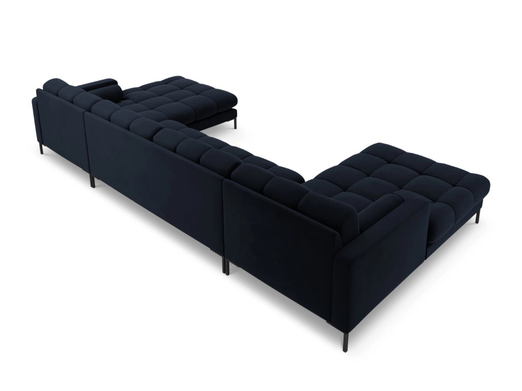 Cosmopolitan Design - Divano panoramico "Bali" 7 posti in velluto blu scuro 
