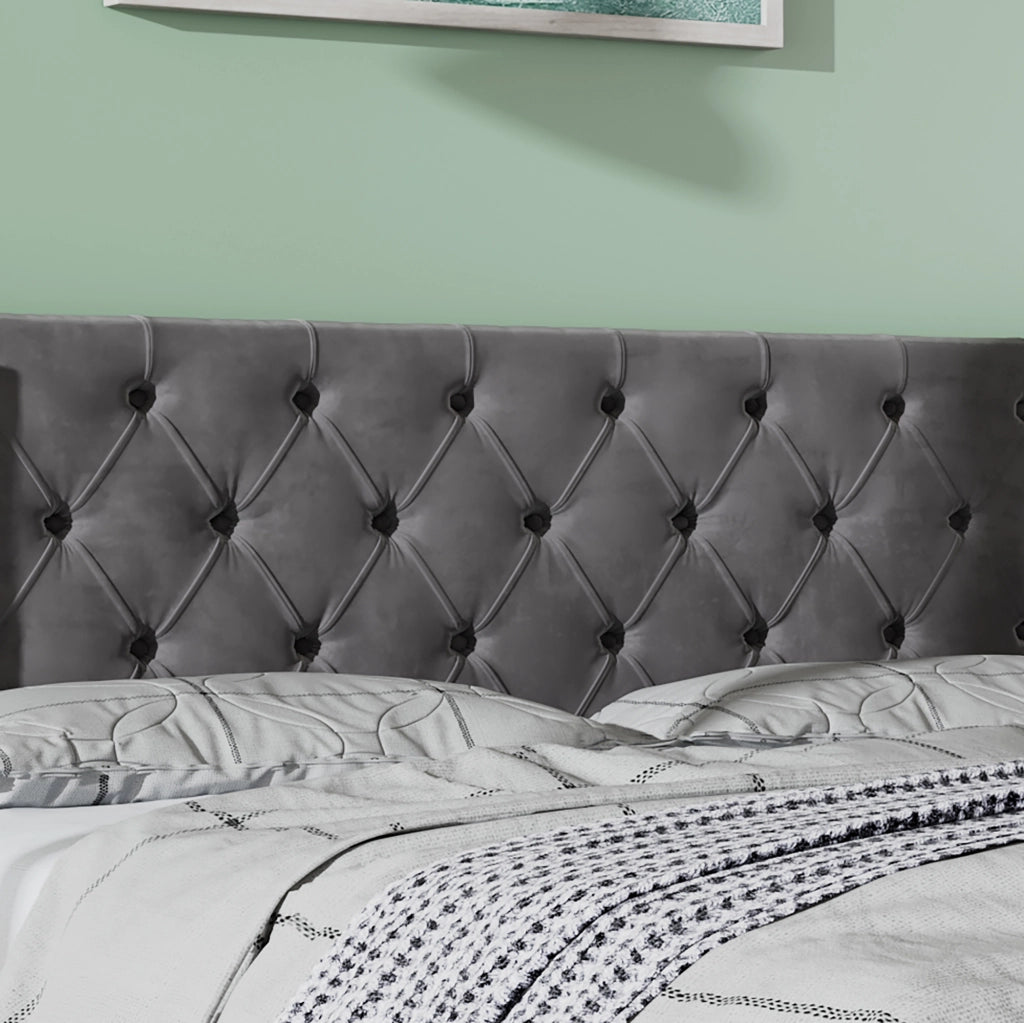 LETTO Contenitore Chesterfield 140x200 cm Velluto Grigio