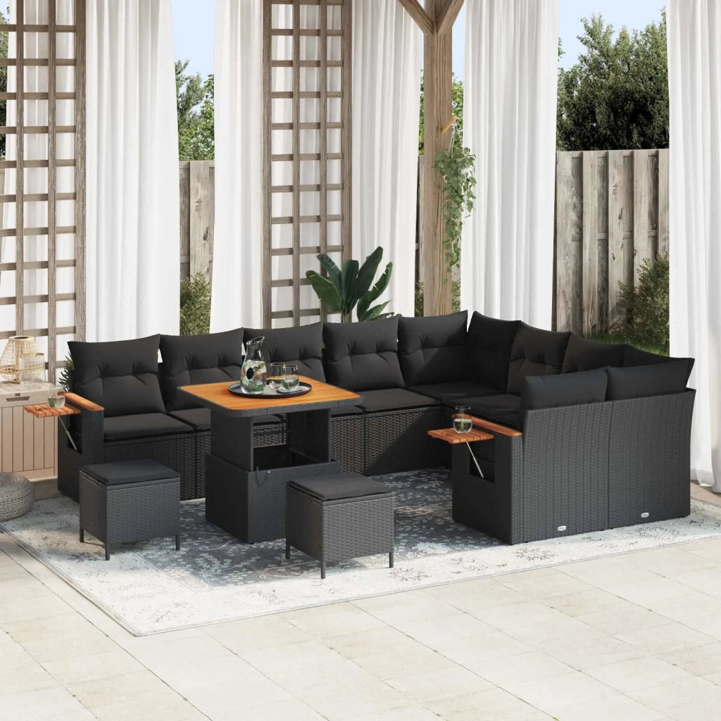 Set Divano da Giardino con cuscino 12 pcs Nero 3363209