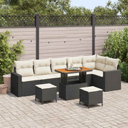 Set Divano da Giardino 11 pcs Nero e Crema polyrattan
