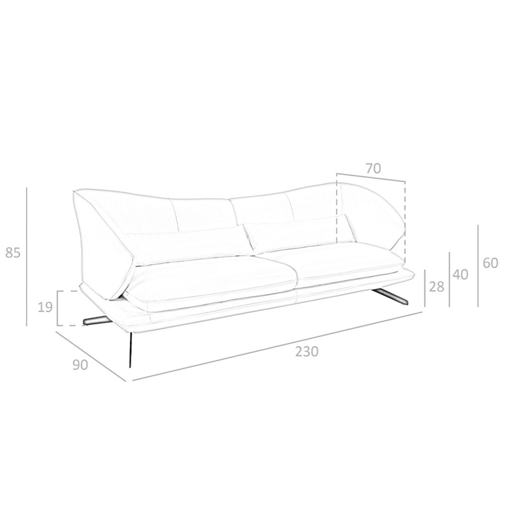 Divano a 3 posti in pelle grigio taupe