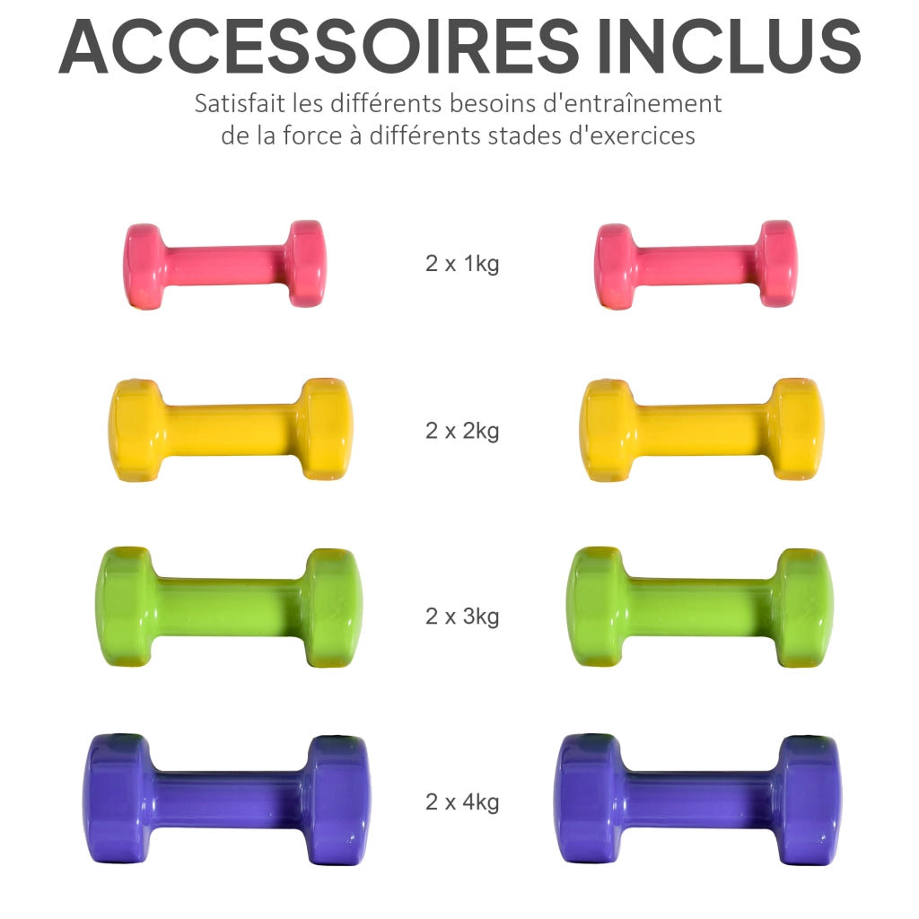 Set Manubri Esagonali 20kg ¨C Xylo ¨C 8 Pezzi Rivestimento Poliuretano Multicolore
