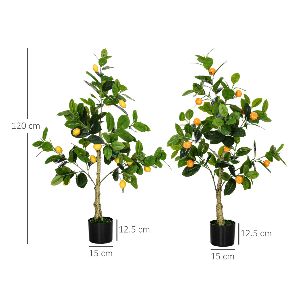 Piante Artificiali Limone e Arancia 120cm ¨C Xylo ¨C Set 2 Pezzi con Vaso per Interno