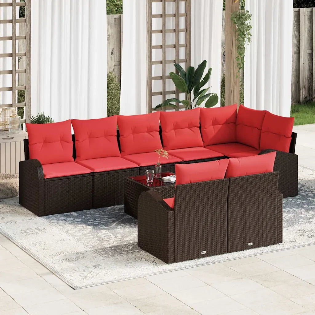 Set Divano da Giardino 9 pcs Marrone polyrattan 3346104