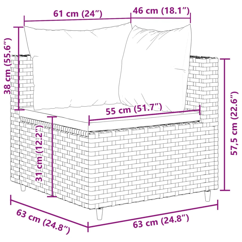 Set Divani da Giardino 9pz con Cuscini Marrone in Polyrattan 3308297