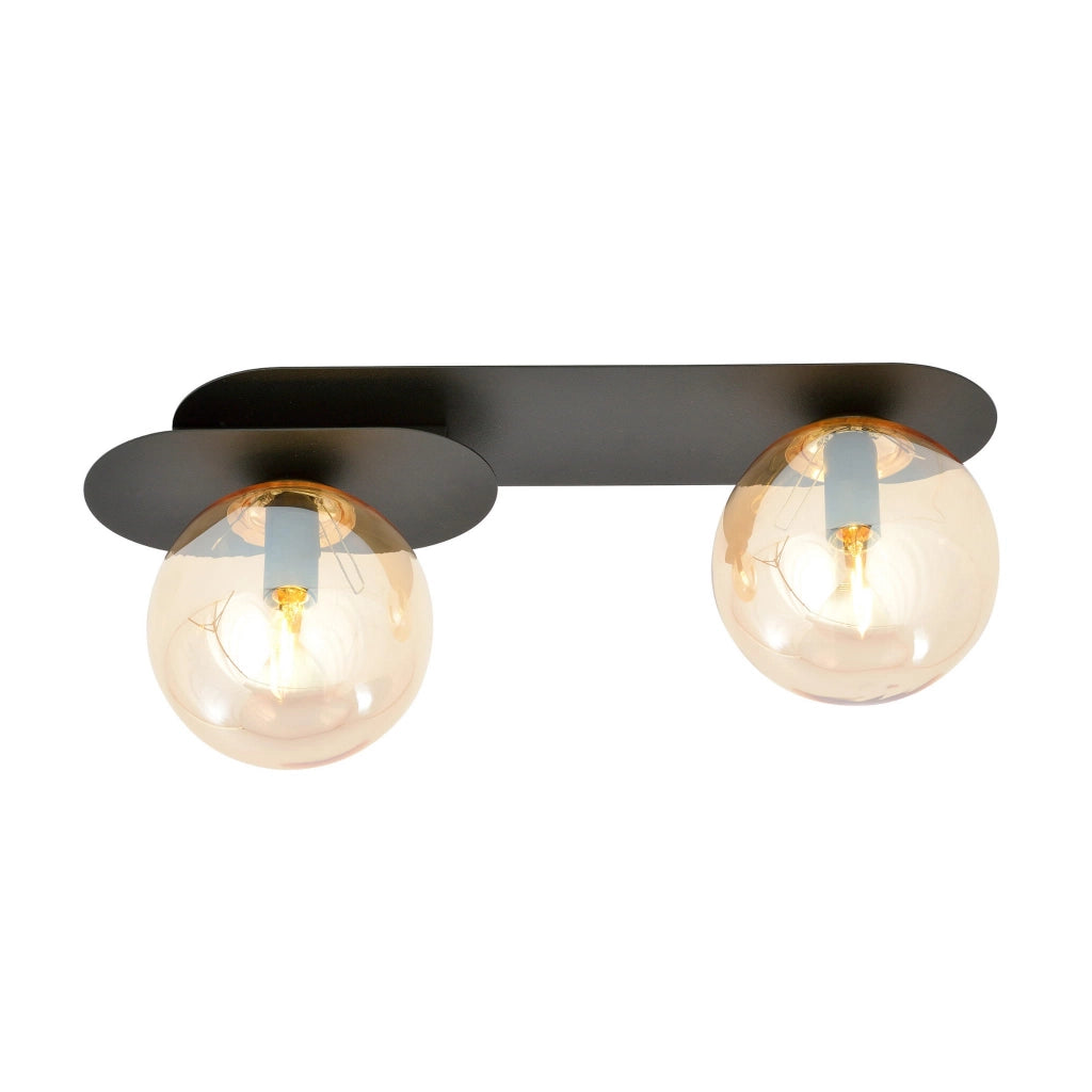 Plafoniera Emibig PLAZA 2 luci E14 nero/miele metallo