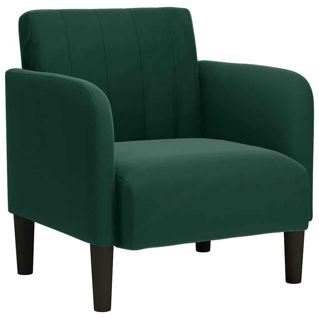 Divano Poltrona | Sedia con Braccioli Verde Scuro 54 cm in Velluto