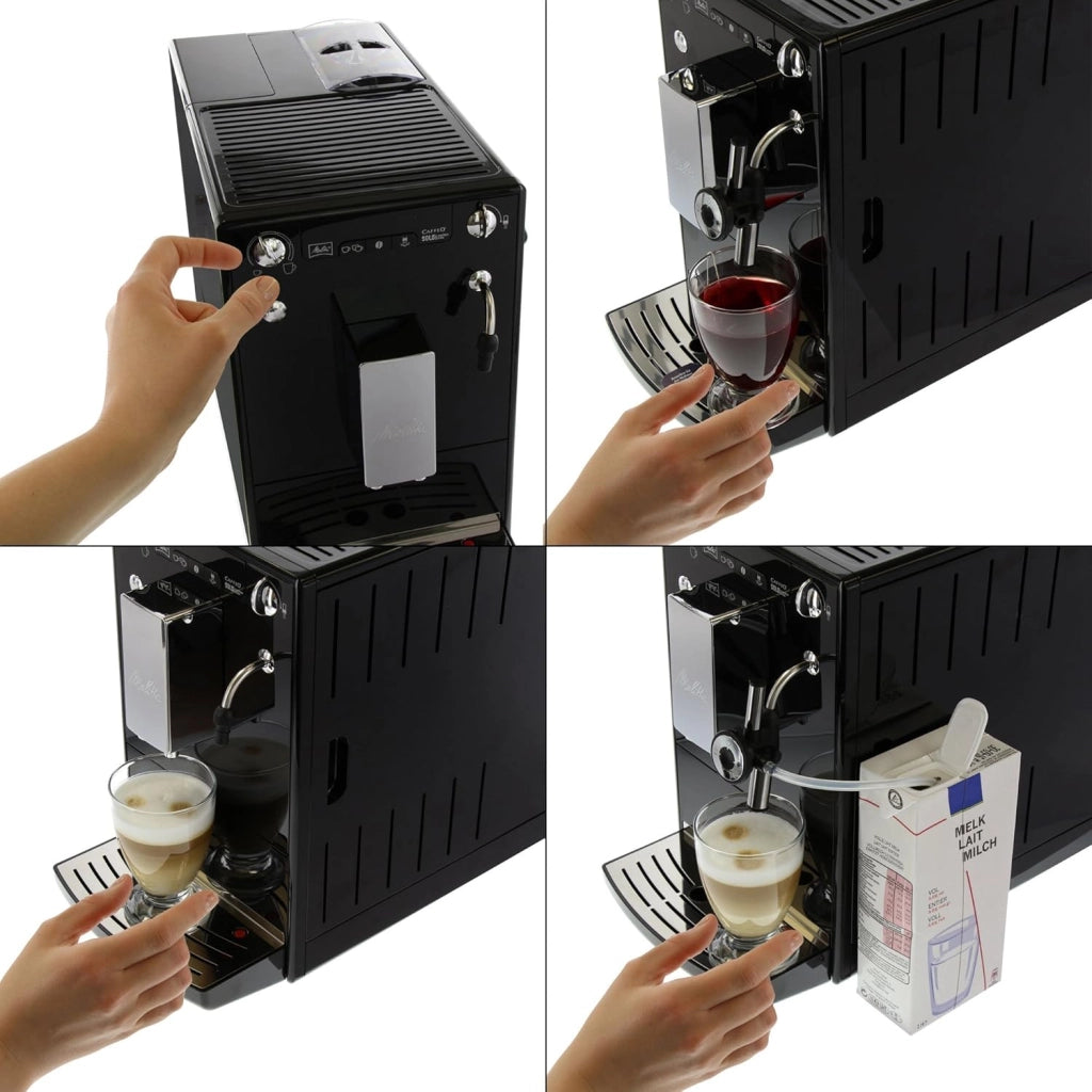 Melitta Macchina per caffé e per cappuccino automatica, Caffeo Solo & Perfect Milk, Nero/Argento, E957-101