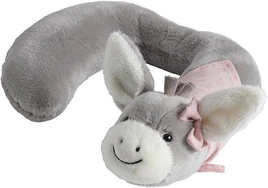 Cuscino per bambini con forma di asino e fiori di rosa