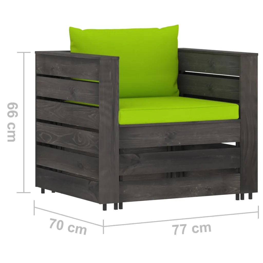 Set Divani da Giardino con Cuscini 2 pz Legno Impregnato Grigio 3068155