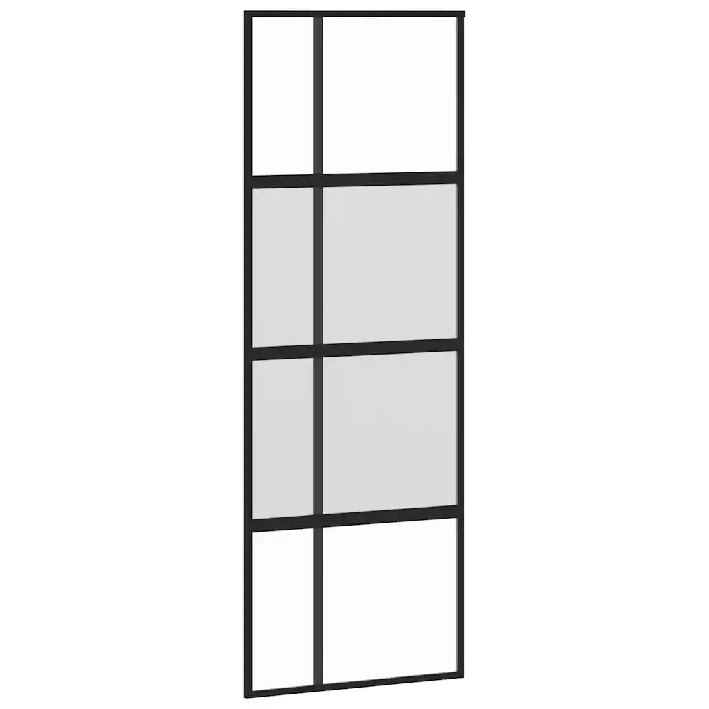 Porta Scorrevole Set Ferramenta Nera 76x205 cm Vetro Temperato 3375838