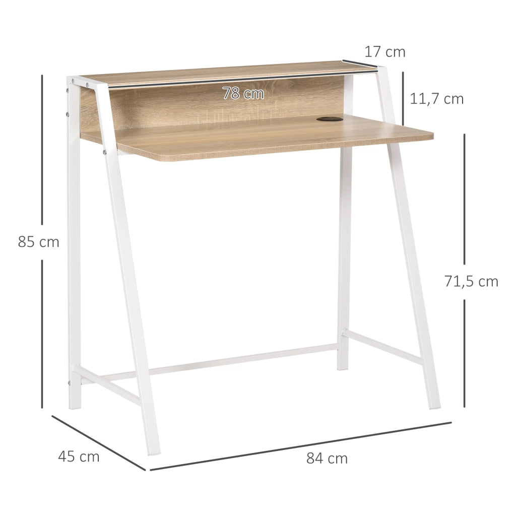 Scrivania Computer Moderna ¨C Xylo ¨C Legno Rovere Piano 84x45x85cm Metallo Ufficio