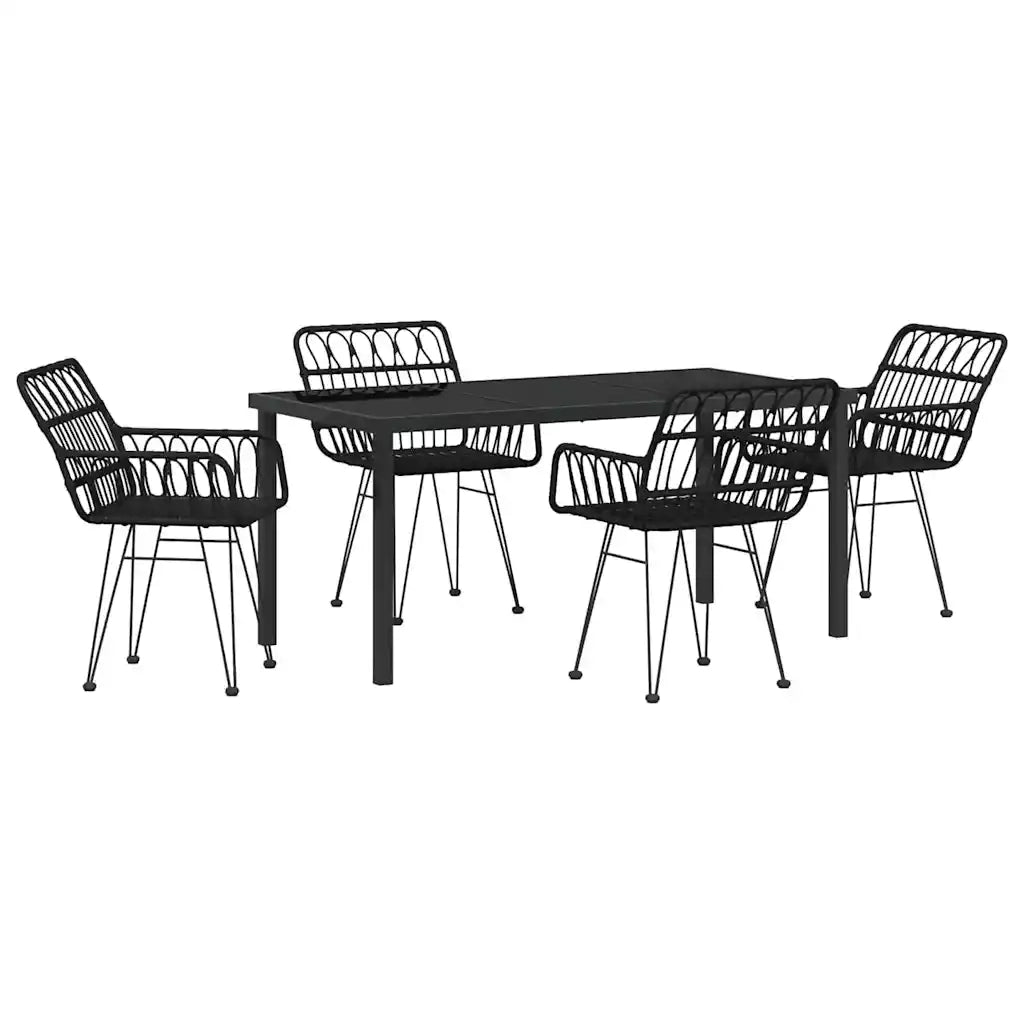 Set da Pranzo per Giardino 5 pcs Nero
