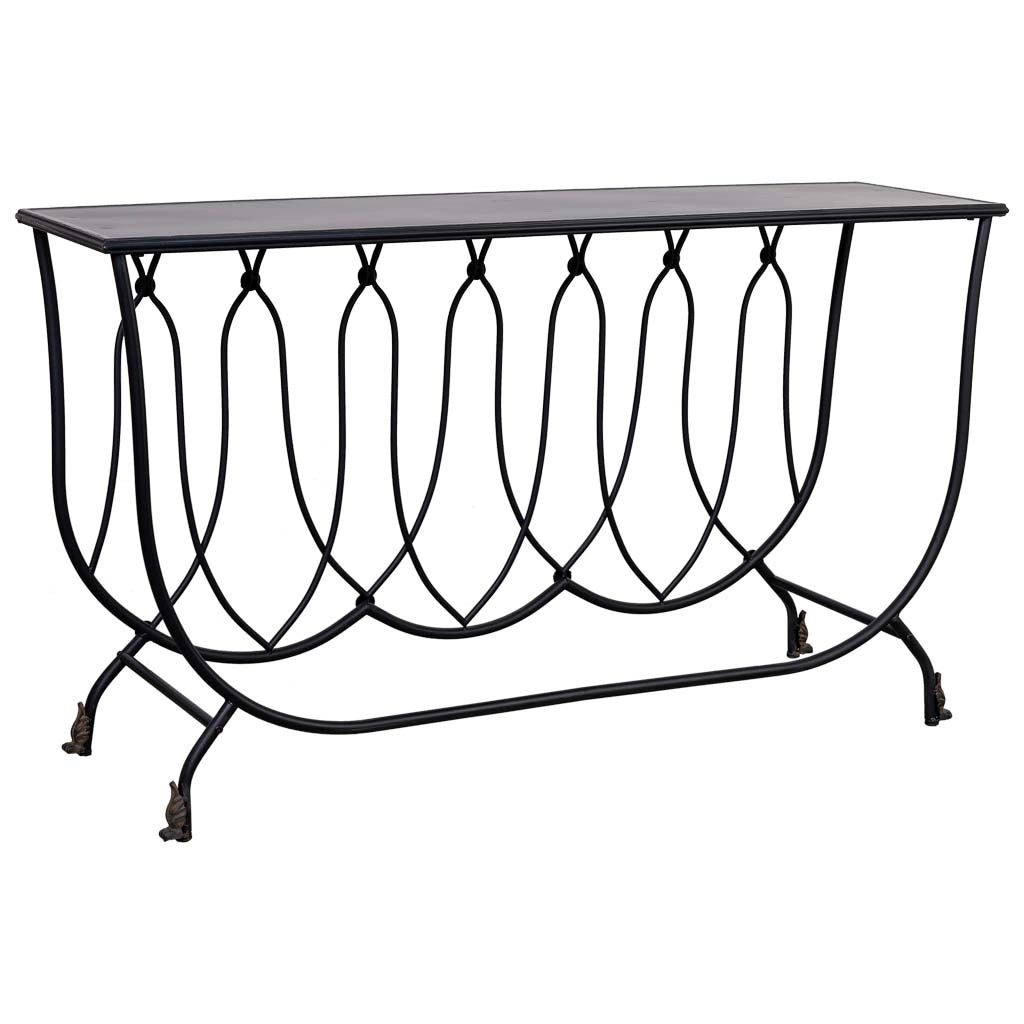 Console in metallo invecchiato nero 144x40x79