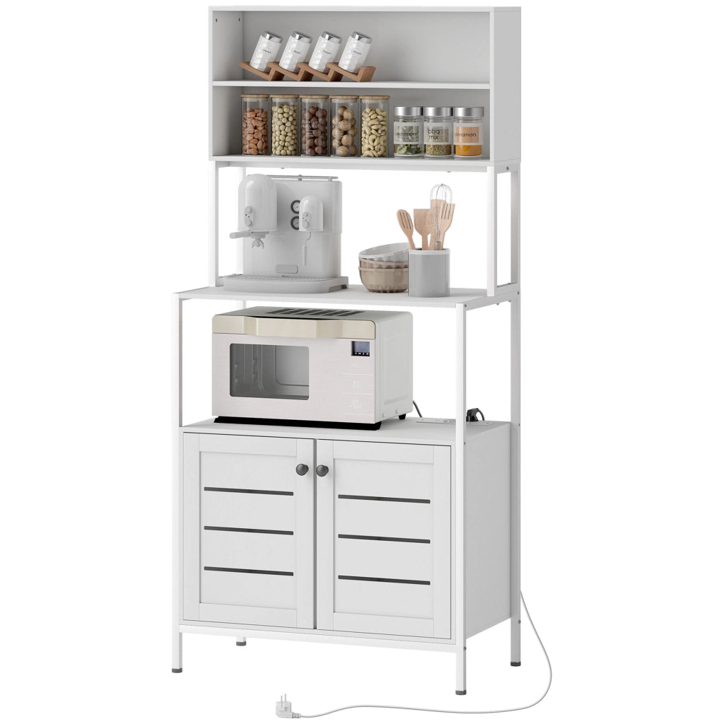 Scaffale da Cucina con Presa e Porte ¨C Minimal ¨C Bianco 80x30x180