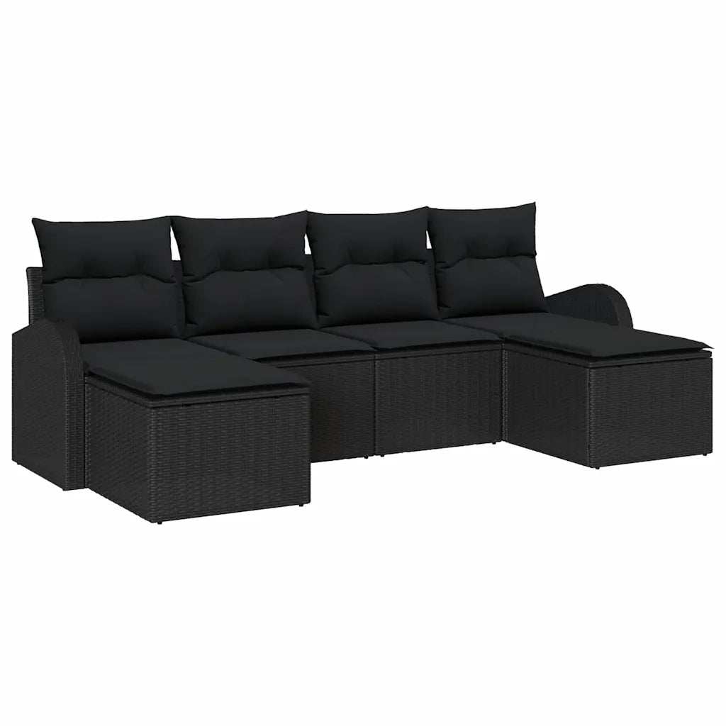 Set di divani con cuscino 6 pcs Nero polyrattan 3354822