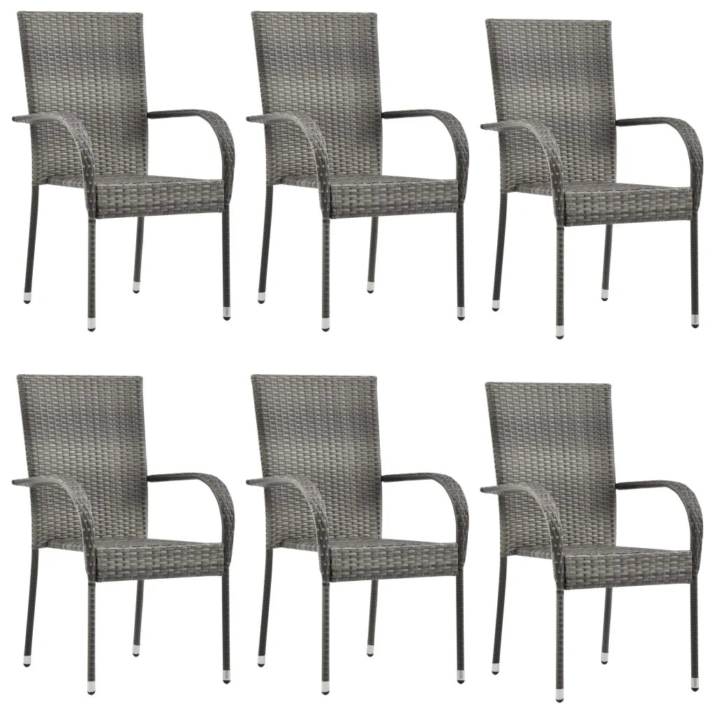 Set da Pranzo da Giardino 7 pz Grigio in Polyrattan 3156677