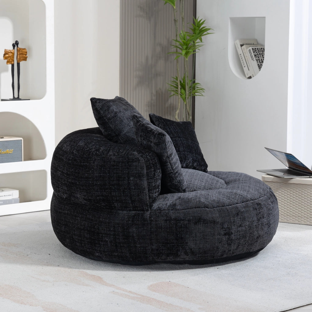 Divano Poltrona Gaming con Cuscini ¨C MINIMAL ¨C Nero, Tessuto Chenille